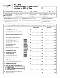 Form NC-478 Summary of Tax Credits Limited to 50% of Tax - North Carolina, Page 2