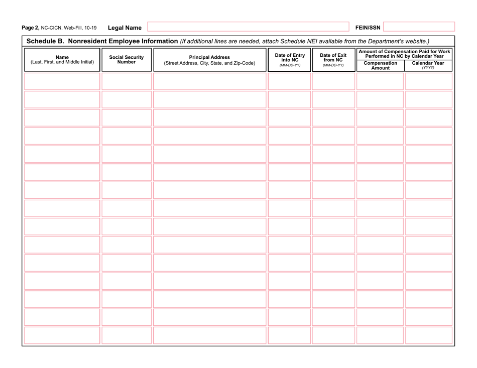 Form NC-CICN Critical Infrastructure Company Notification - North Carolina, Page 2