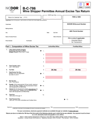 Document preview: Form B-C-786 Wine Shipper Permittee Annual Excise Tax Return - North Carolina