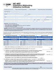 Form NC-4EZ Employee&#039;s Withholding Allowance Certificate - North Carolina, Page 2