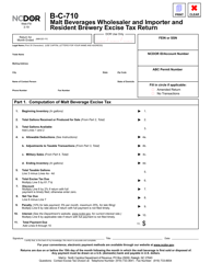 Document preview: Form B-C-710 Malt Beverages Wholesaler and Importer and Resident Brewery Excise Tax Return - North Carolina