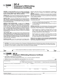 Form NC-4 &quot;Employee's Withholding Allowance Certificate&quot; - North Carolina, Page 2