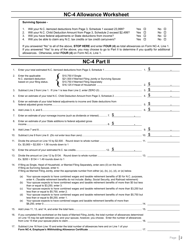 Form NC-4 &quot;Employee's Withholding Allowance Certificate&quot; - North Carolina, Page 4