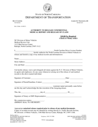 Form DL-22 &quot;Authority to Release Confidential Medical Report and Release of Claim&quot; - North Carolina