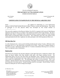 Form LT-288A Certification to Participate in the Physical Abilities Test - North Carolina