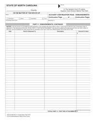 Document preview: Form AOC-E-506 Part IV Account Continuation Page - Disbursements - North Carolina