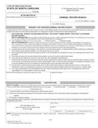 Form AOC-CR-314 Criminal Record Search - North Carolina