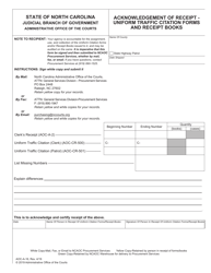 Document preview: Form AOC-A-16 Acknowledgement of Receipt - Uniform Traffic Citation Forms and Receipt Books - North Carolina