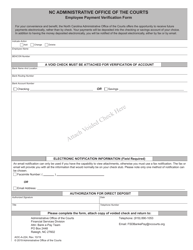 Document preview: Form AOC-A-224 Employee Payment Verification Form - North Carolina