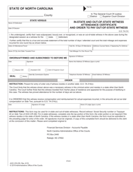 Form AOC-CR-235 In-state and Out-of-State Witness Attendance Certificate and Order to Pay Out-of-State Witness - North Carolina