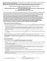 Instructions for Form AOC-CR-273 Certificate of Relief Petition and Order - North Carolina (English/Spanish)