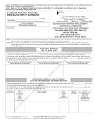 Document preview: Form AOC-CR-285 Expunction Petition Attachment: Additional Agencies/Additional File Nos. and Offenses - North Carolina (English/Vietnamese)