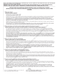 Instructions for Form AOC-CV-120 Complaint for Judicial Authorization for Underage Person to Marry - North Carolina (English/Spanish)