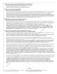 Instructions for Form AOC-CV-120 Complaint for Judicial Authorization for Underage Person to Marry - North Carolina (English/Spanish), Page 2