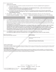 Form AOC-CV-352 Limited Driving Privilege Impaired Driving (Out-of-State or Federal Convictions) - North Carolina (English/Spanish), Page 2