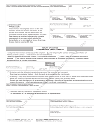 Form AOC-CV-521 Civil Summons No-Contact Order for Stalking or Nonconsensual Sexual Conduct - North Carolina (English/Spanish), Page 2