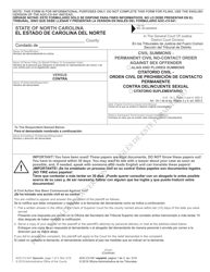 Form AOC-CV-541 Civil Summons - Permanent Civil No-Contact Order Against Sex Offender - North Carolina (English/Spanish)