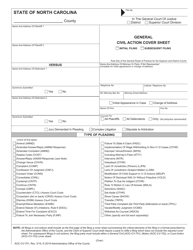 Document preview: Form AOC-CV-751 General Civil Action Cover Sheet - North Carolina