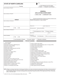 Form AOC-CV-751 General Civil Action Cover Sheet - North Carolina