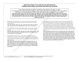 Form AOC-CVM-203 Complaint to Enforce Possessory Lien on Motor Vehicle - North Carolina (English/Vietnamese), Page 3