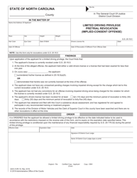 Form AOC-CVR-10 Limited Driving Privilege Pretrial Revocation (Implied-Consent Offense) - North Carolina