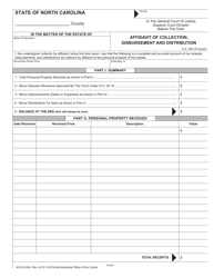Form AOC-E-204 Affidavit of Collection, Disbursement and Distribution - North Carolina