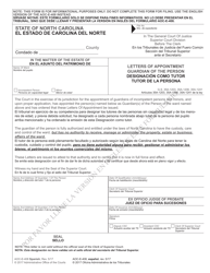 Document preview: Form AOC-E-408 Letters of Appointment Guardian of the Person - North Carolina (English/Spanish)