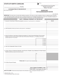 Document preview: Form AOC-E-510 Inventory for Guardianship Estate - North Carolina