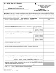 Document preview: Form AOC-E-505 Inventory for Decedent's Estate - North Carolina