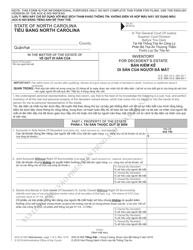 Form AOC-E-505 Inventory for Decedent&#039;s Estate - North Carolina (English/Vietnamese)