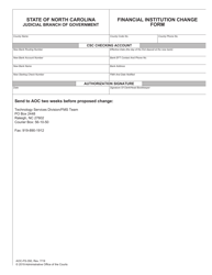 Document preview: Form AOC-FS-350 Financial Institution Change Form - North Carolina