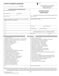 Document preview: Form AOC-E-650 Estates Action Cover Sheet - North Carolina