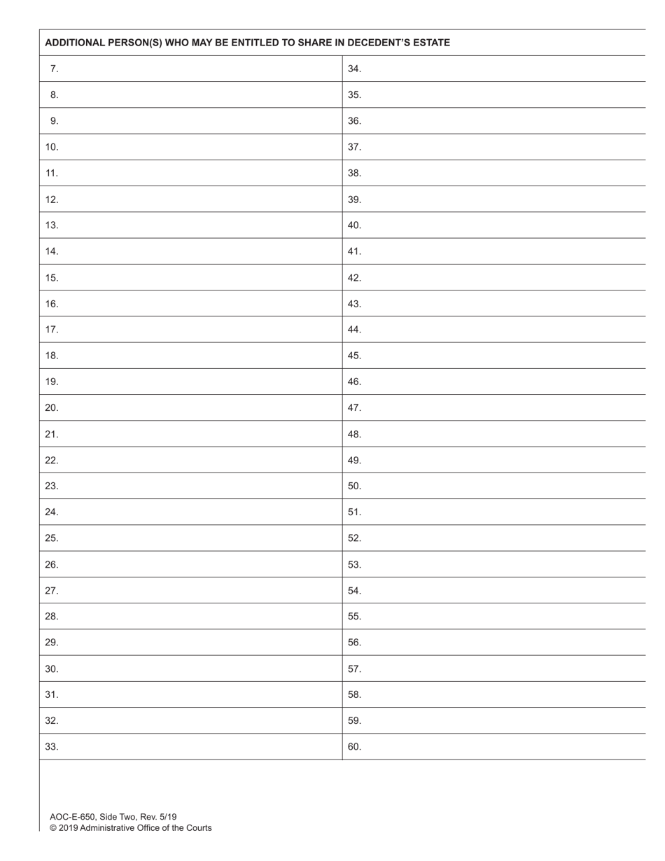 Form AOC-E-650 Estates Action Cover Sheet - North Carolina, Page 2