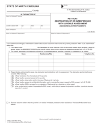 Form AOC-J-120 Petition - Obstruction of or Interference With Juvenile Assessment (Abuse/Neglect/Dependency) - North Carolina