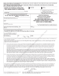 Document preview: Form AOC-J-205 Nontestimonial Identification Order (Juvenile Suspect) - North Carolina (English/Vietnamese)