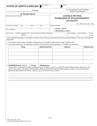 Form AOC-J-334 Juvenile Petition Possession of Stolen Property (Delinquent) - North Carolina