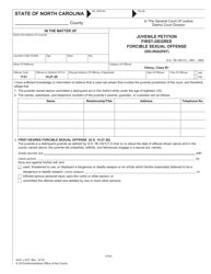 Form AOC-J-337 Juvenile Petition First-Degree Forcible Sexual Offense (Delinquent) - North Carolina