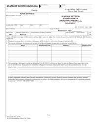 Document preview: Form AOC-J-332 Juvenile Petition Possession of Drug Paraphernalia (Delinquent) - North Carolina