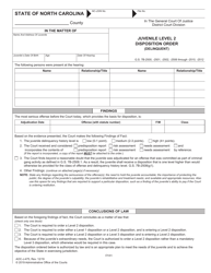 Document preview: Form AOC-J-475 Juvenile Level 2 Disposition Order (Delinquent) - North Carolina