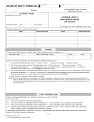 Form AOC-J-475 Juvenile Level 2 Disposition Order (Delinquent) - North Carolina