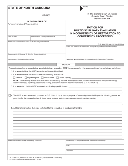 Form AOC-SP-214  Printable Pdf