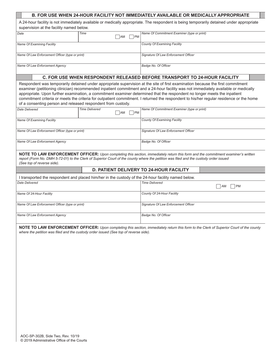 Form AOC-SP-302B - Fill Out, Sign Online and Download Fillable PDF ...