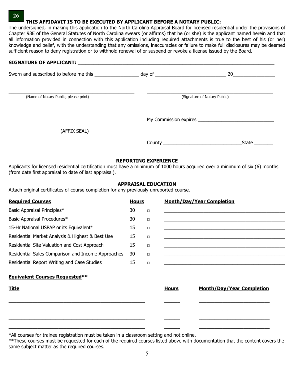 Application for Licensed Residential - North Carolina, Page 15