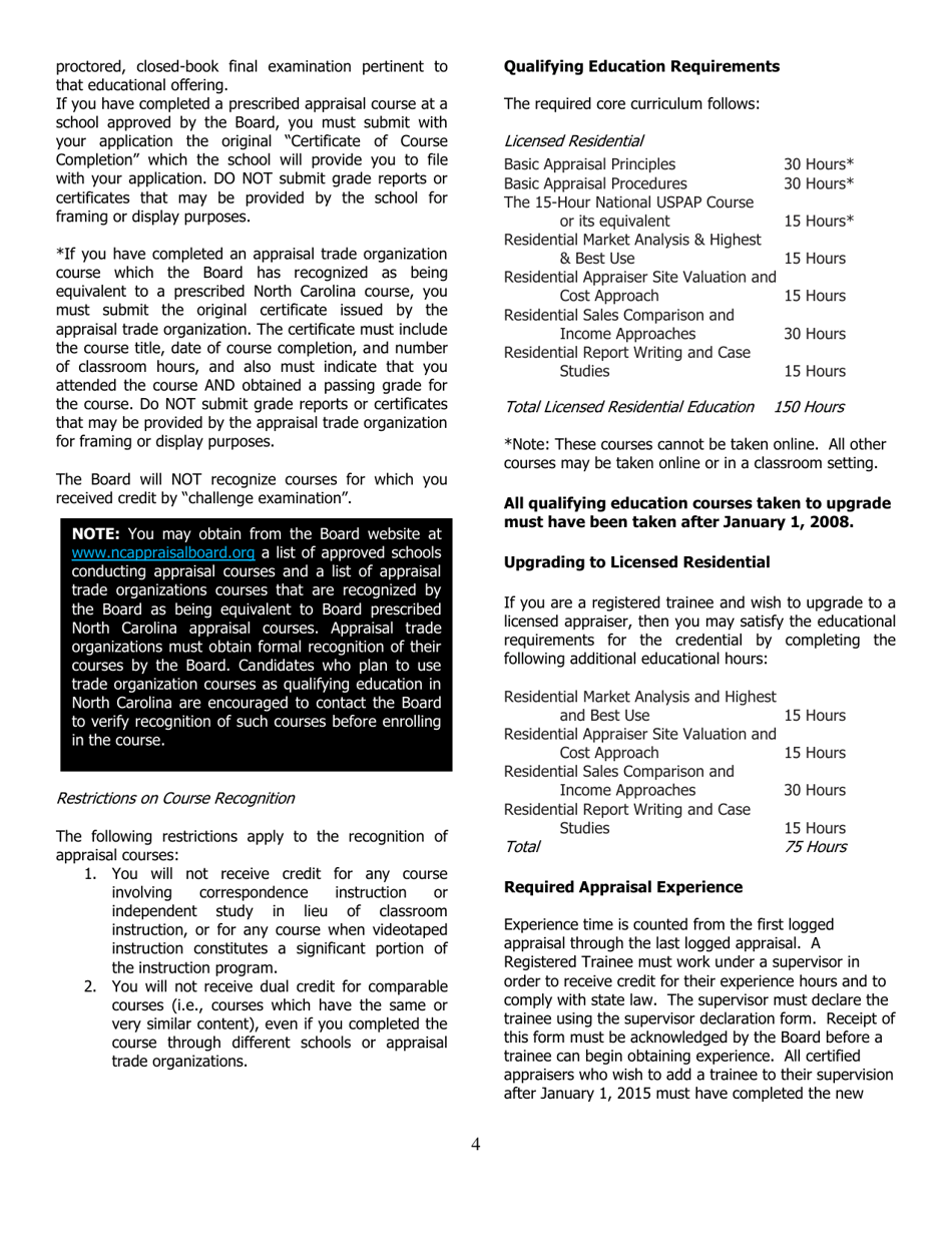 Application for Licensed Residential - North Carolina, Page 4