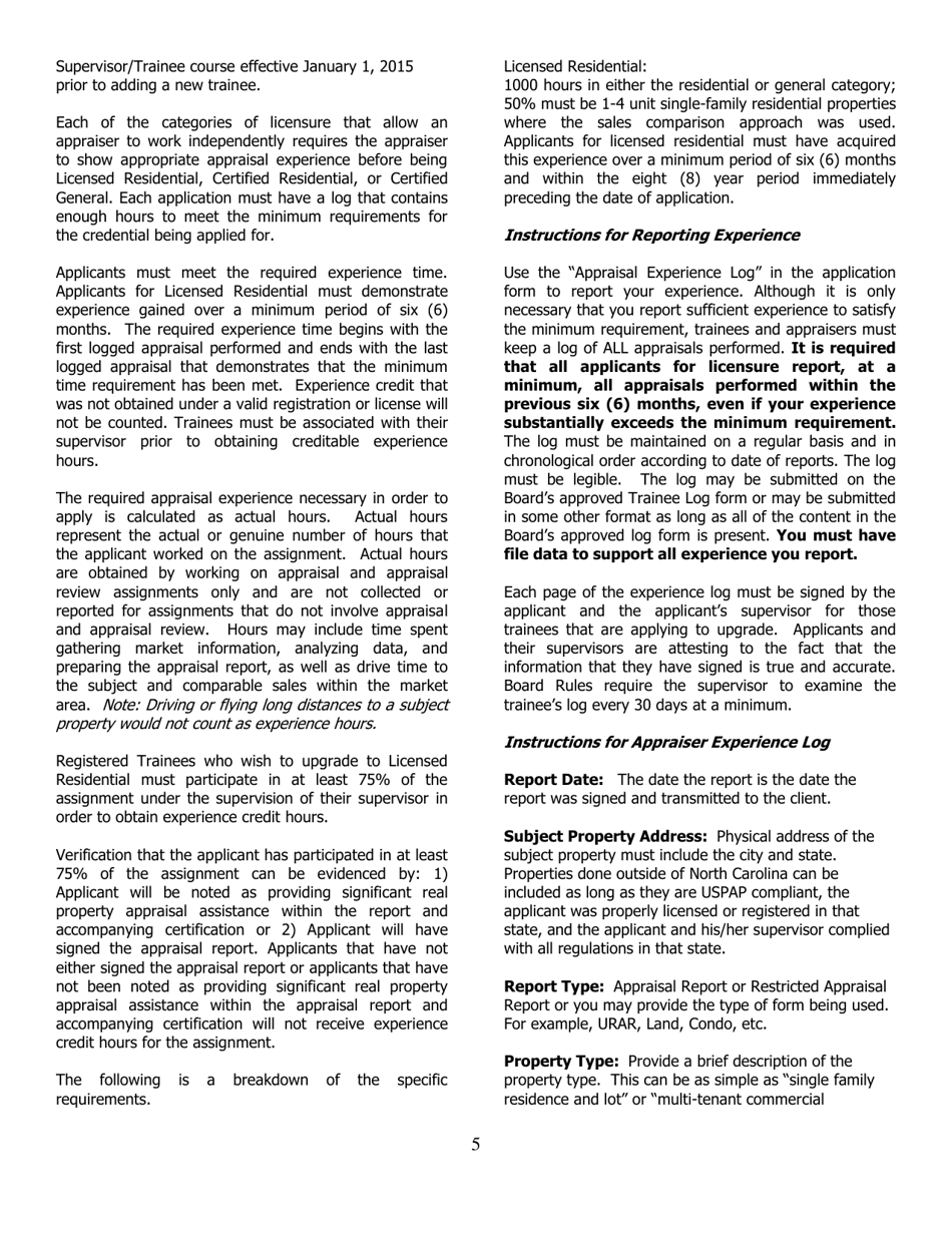 Application for Licensed Residential - North Carolina, Page 5