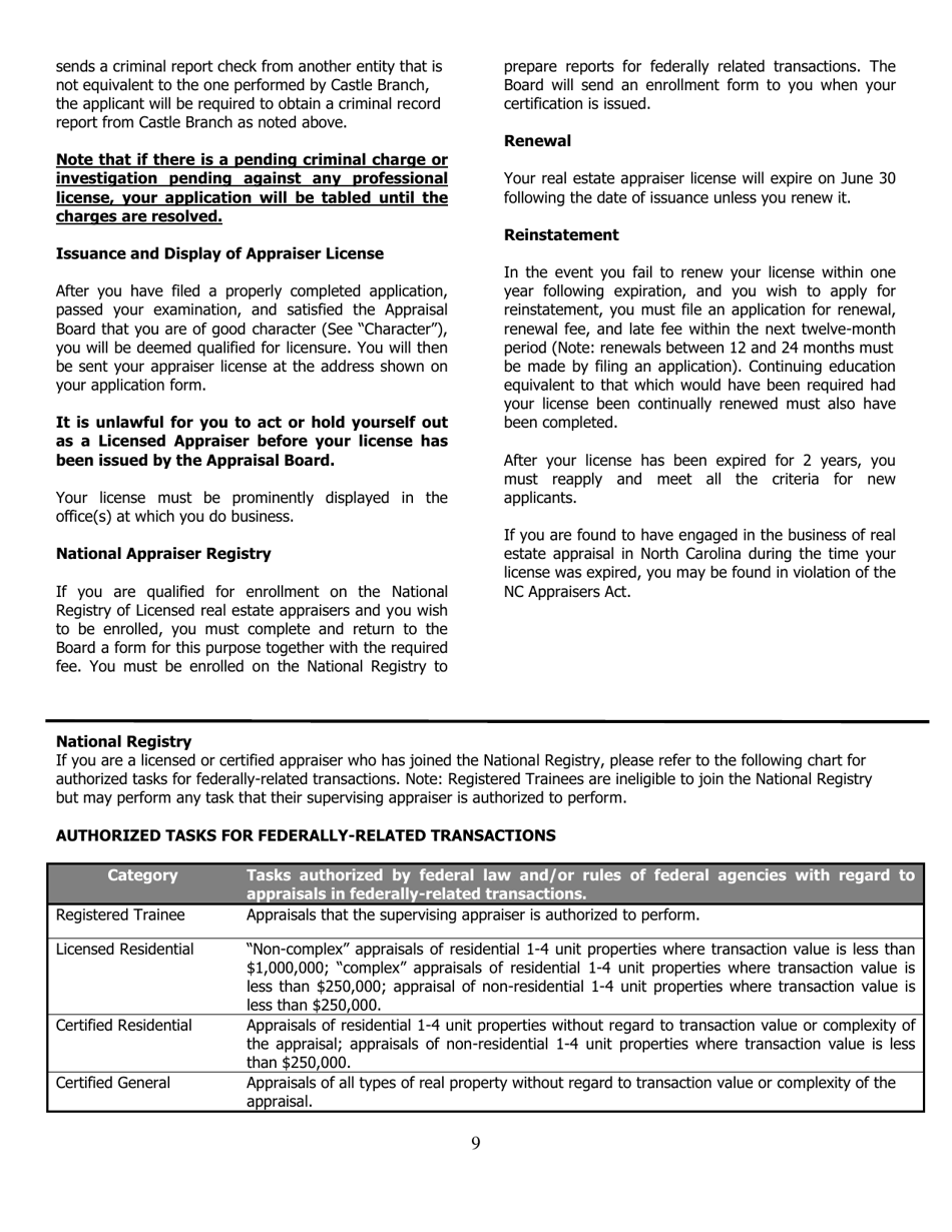 Application for Licensed Residential - North Carolina, Page 9