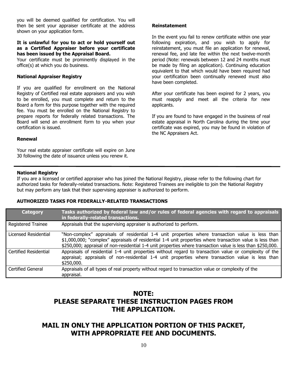 Application for Certified General Certification - North Carolina, Page 10