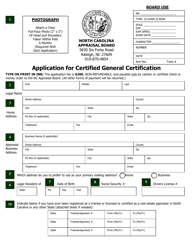 Application for Certified General Certification - North Carolina, Page 11