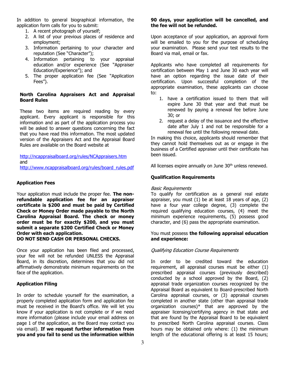 Application for Certified General Certification - North Carolina, Page 3