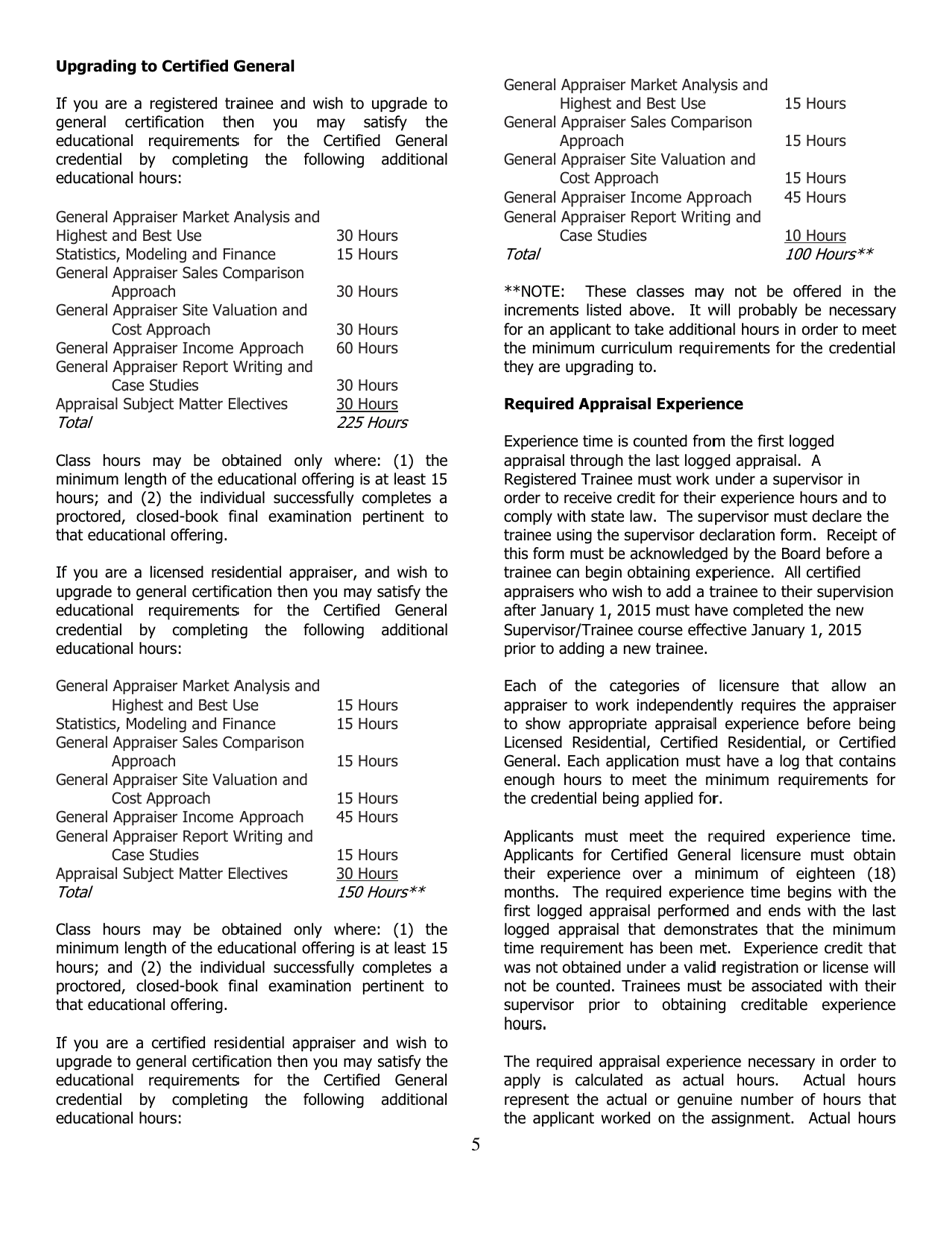 Application for Certified General Certification - North Carolina, Page 5
